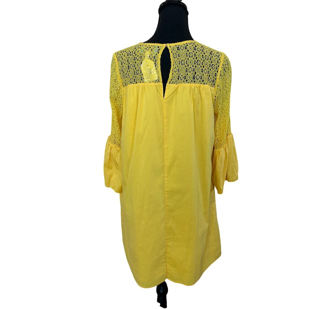 Draper James Yellow Shift Dress SIZE 14 Lace Romantic Babydoll Designer $146 - Picture 9 of 10